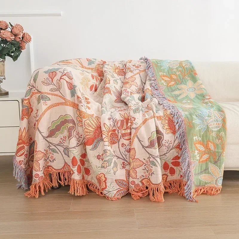BohoWeave – Cotton Reversible Blanket with Jacquard Boho Pattern