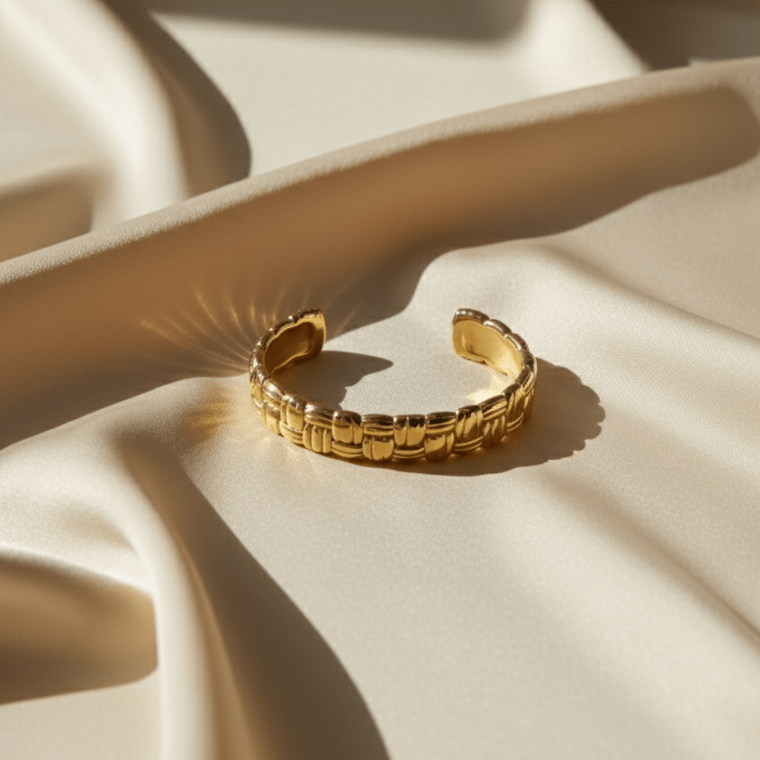 Bold Weave Cuff Bracelet - Gold Elegant Design