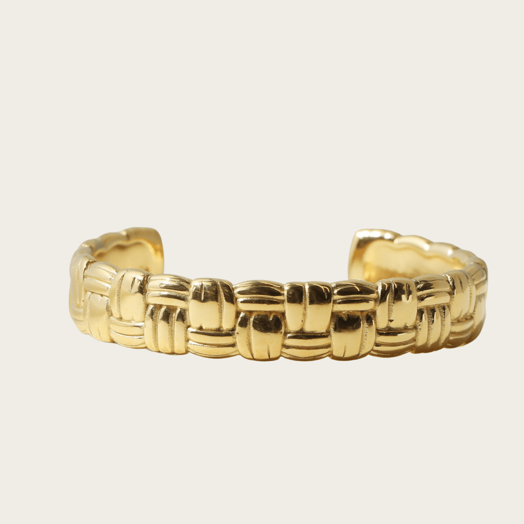 Bold Weave Cuff Bracelet - Gold Elegant Design