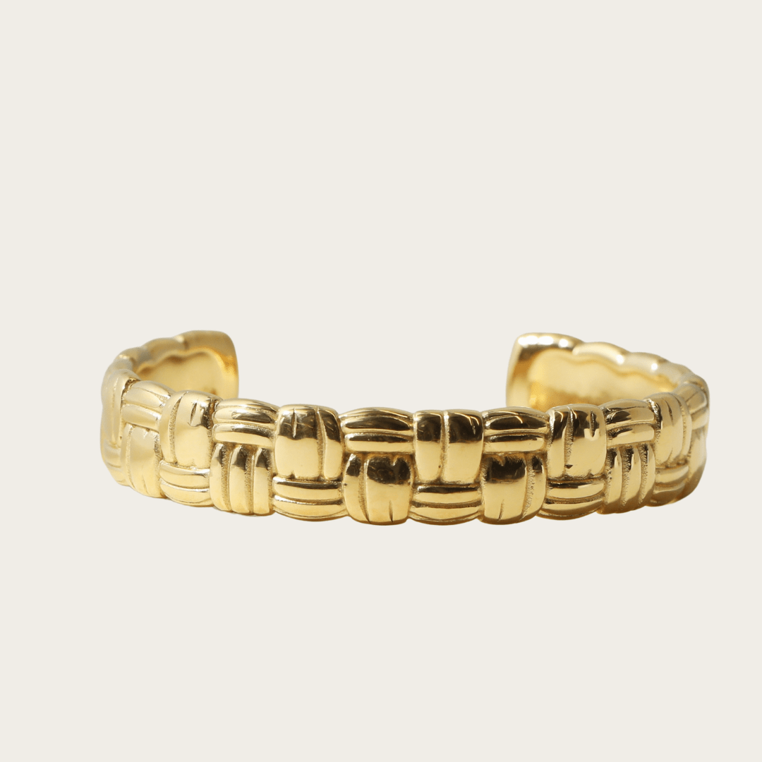 Bold Weave Cuff Bracelet - Gold Elegant Design
