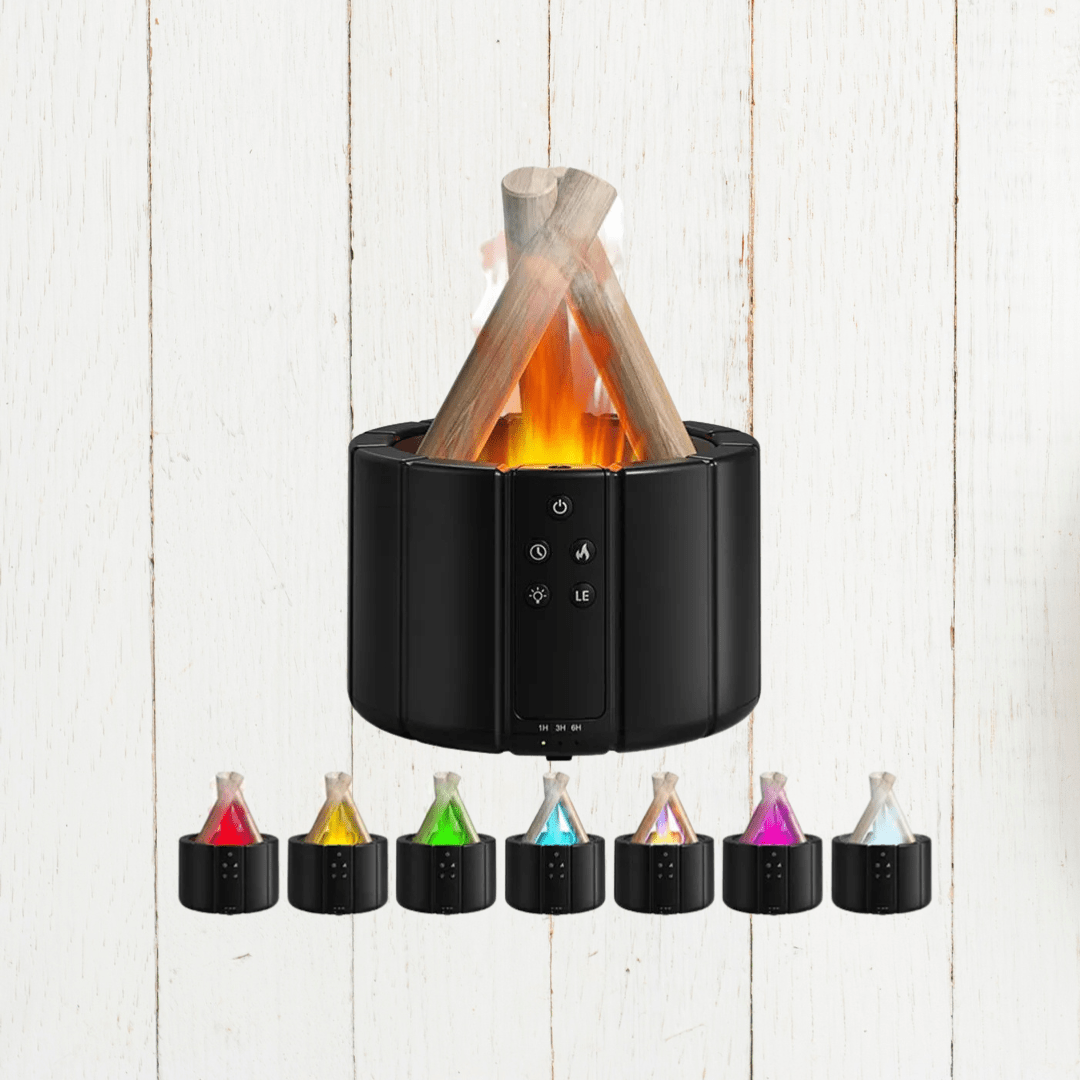 AuroMist Humidificateur Ultrasonique à Flamme | Humidificateur lumineux feu de camp confortable avec fonction d'aromathérapie