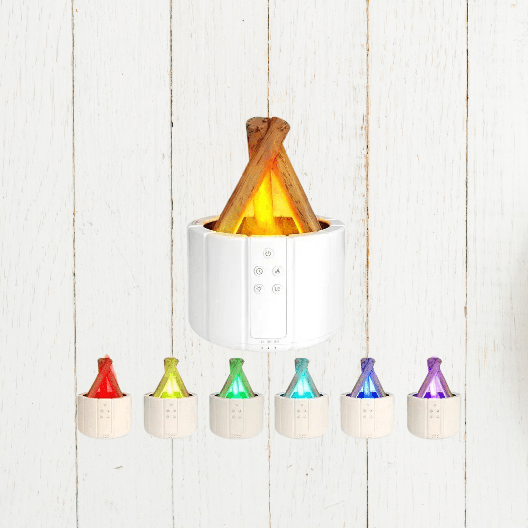 AuroMist Humidificateur Ultrasonique à Flamme | Humidificateur lumineux feu de camp confortable avec fonction d'aromathérapie