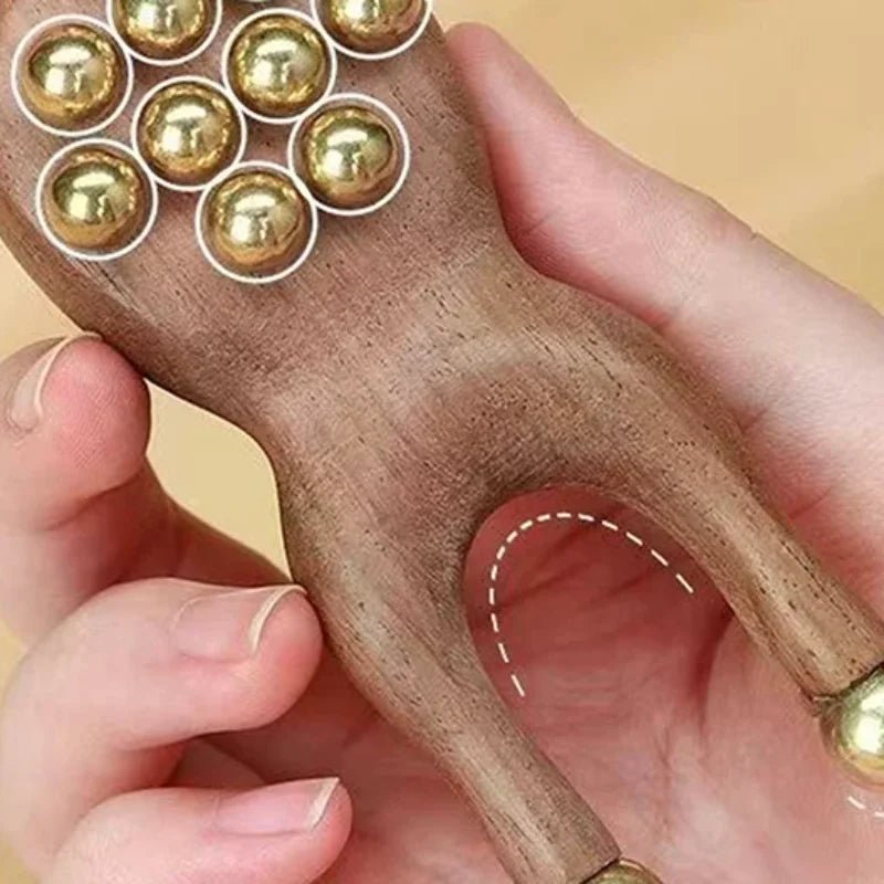 BRASSFLOW – Ergonominen puinen Gua Sha -kasvohierontaväline messinkipalloilla rentoutumiseen