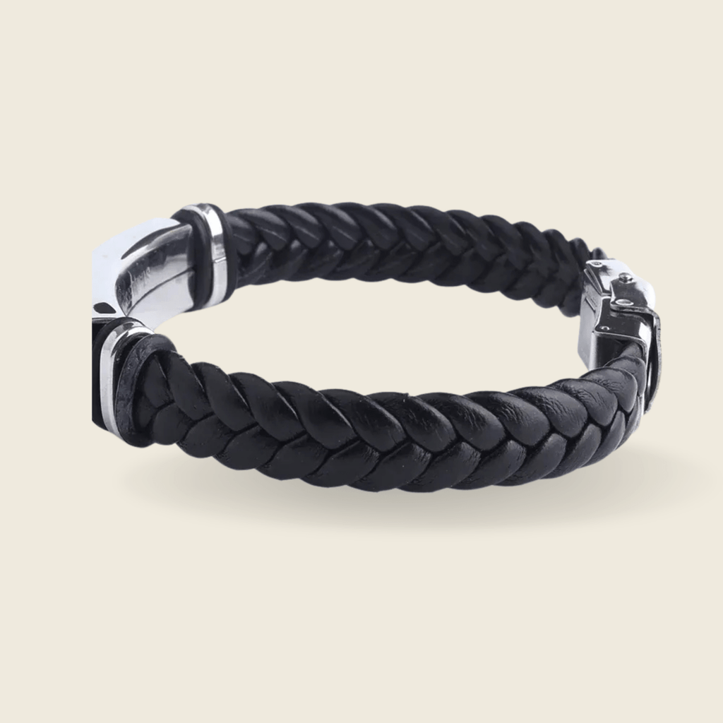 BRAVION – Bracciale identificativo personalizzato in pelle e acciaio inox