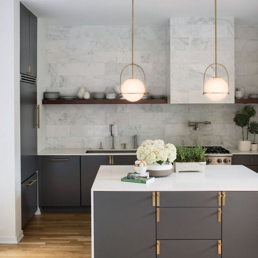 Somerset Pendant Light Fixture - Etched Opal Shade with Adjustable Downrods 6