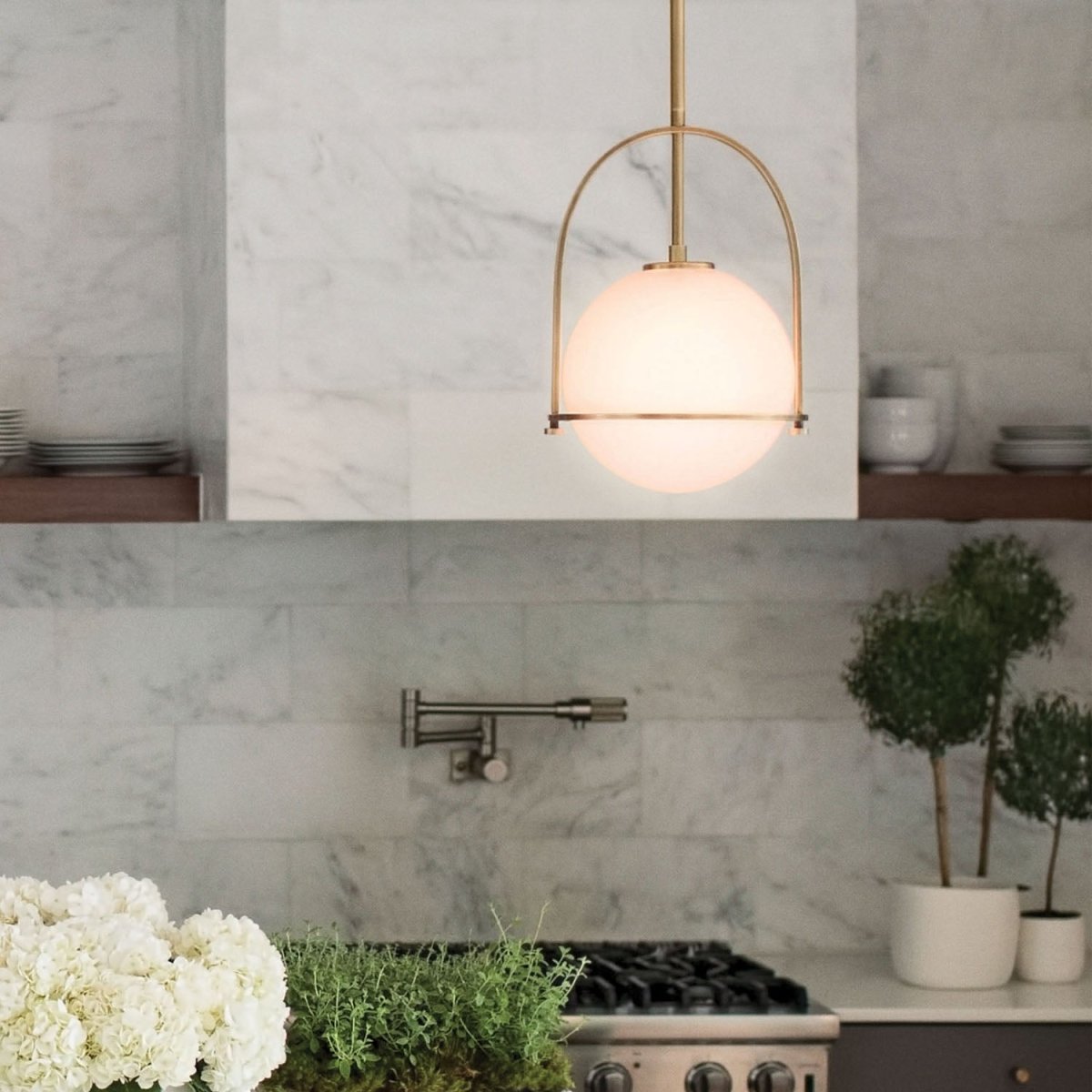 Somerset Pendant Light Fixture - Etched Opal Shade with Adjustable Downrods 7