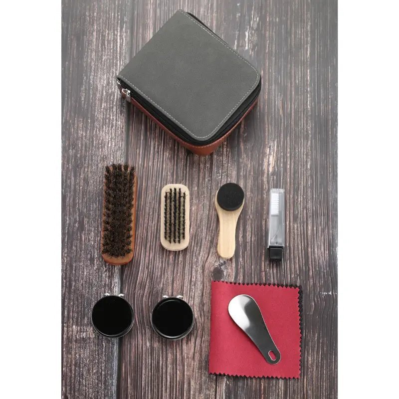 LuxeShine - 9-Piece Shoe Care Kit with Horsehair Brushes & Microfiber Cloths 2