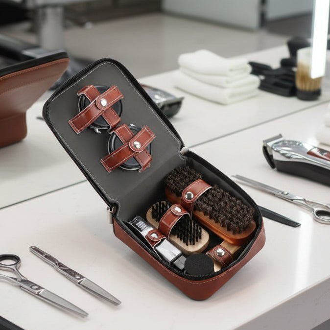 LuxeShine - 9-Piece Shoe Care Kit with Horsehair Brushes & Microfiber Cloths 0