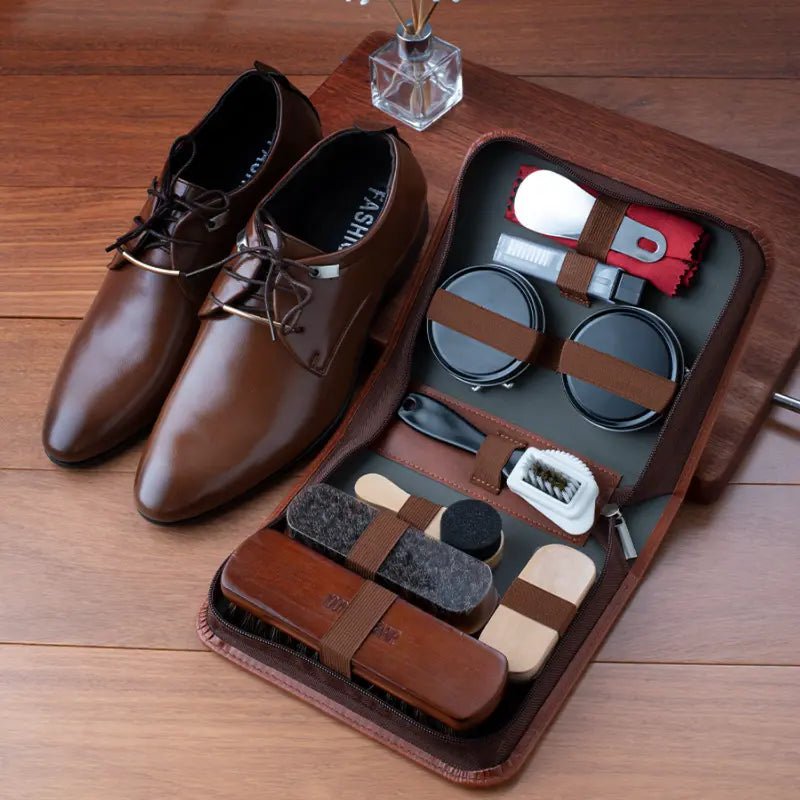 LuxeShine - 9-Piece Shoe Care Kit with Horsehair Brushes & Microfiber Cloths 5