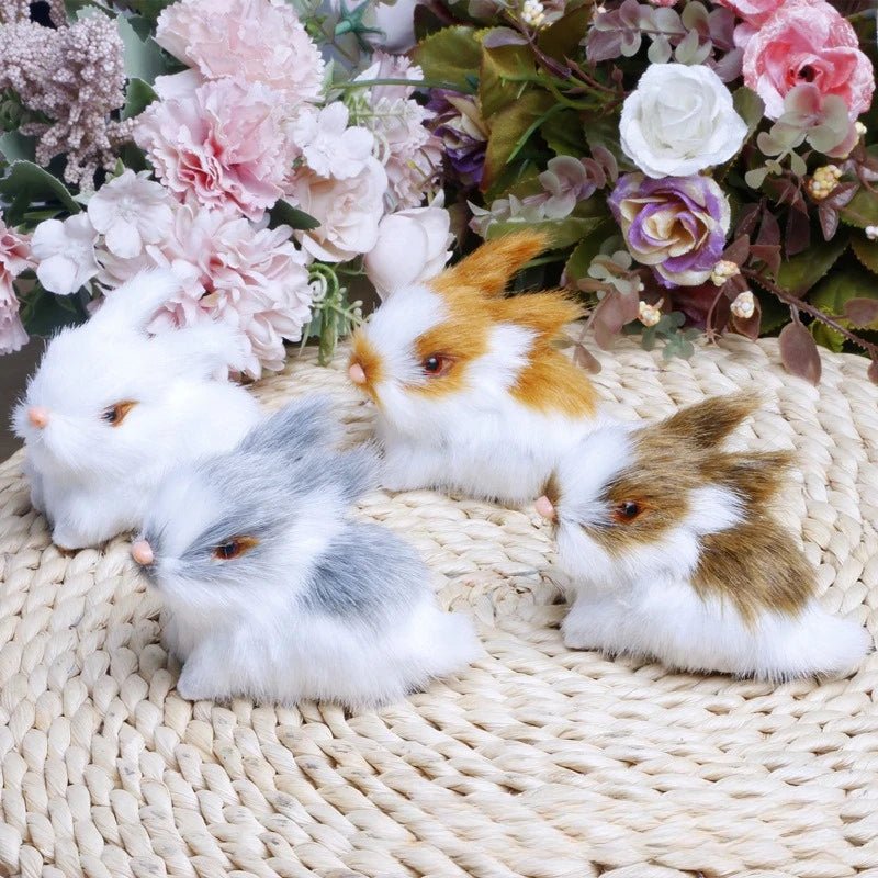 Easter Bunny Art Sculpture Set - 4 Plush Ornaments for Home Decor 5