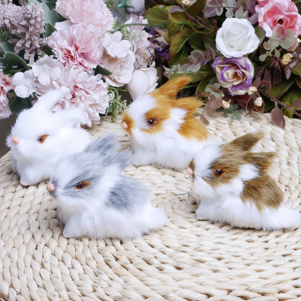 Easter Bunny Art Sculpture Set - 4 Plush Ornaments for Home Decor 6