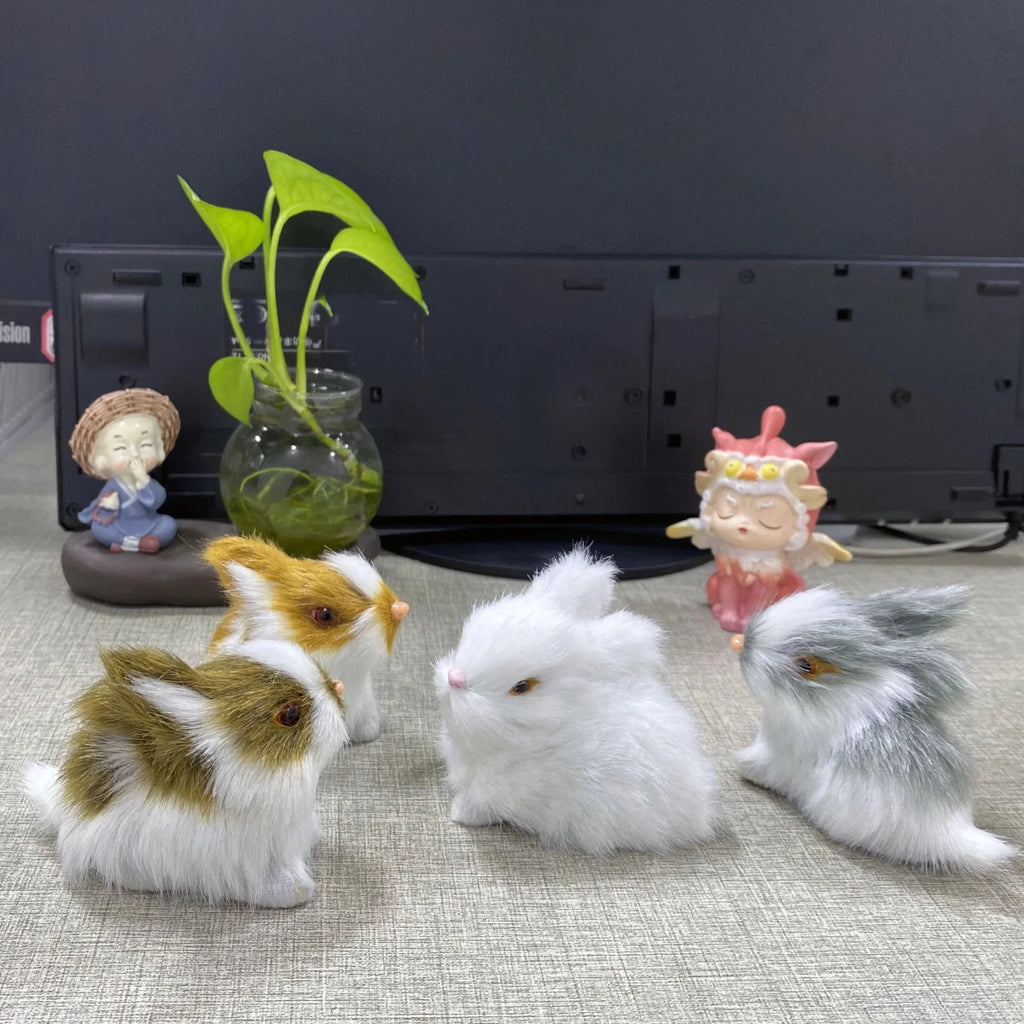 Easter Bunny Art Sculpture Set - 4 Plush Ornaments for Home Decor 3