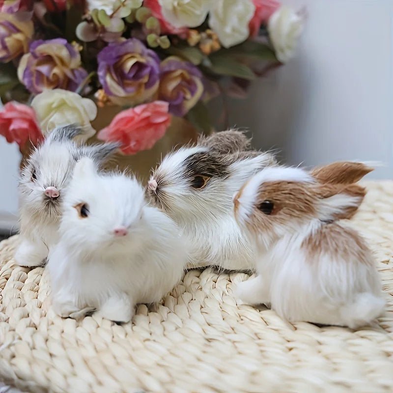 Easter Bunny Art Sculpture Set - 4 Plush Ornaments for Home Decor 0