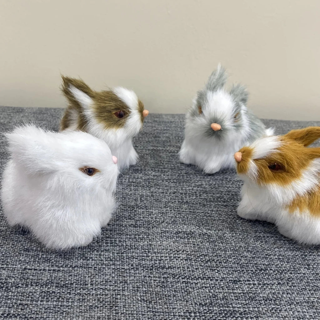 Easter Bunny Art Sculpture Set - 4 Plush Ornaments for Home Decor 4