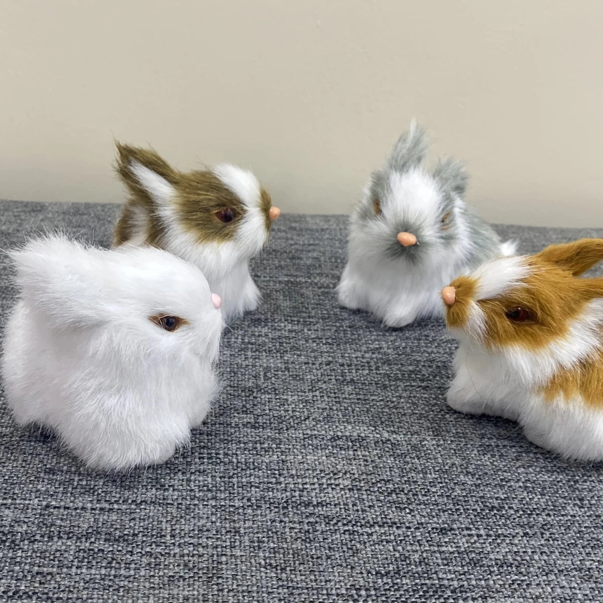 Easter Bunny Art Sculpture Set - 4 Plush Ornaments for Home Decor 4