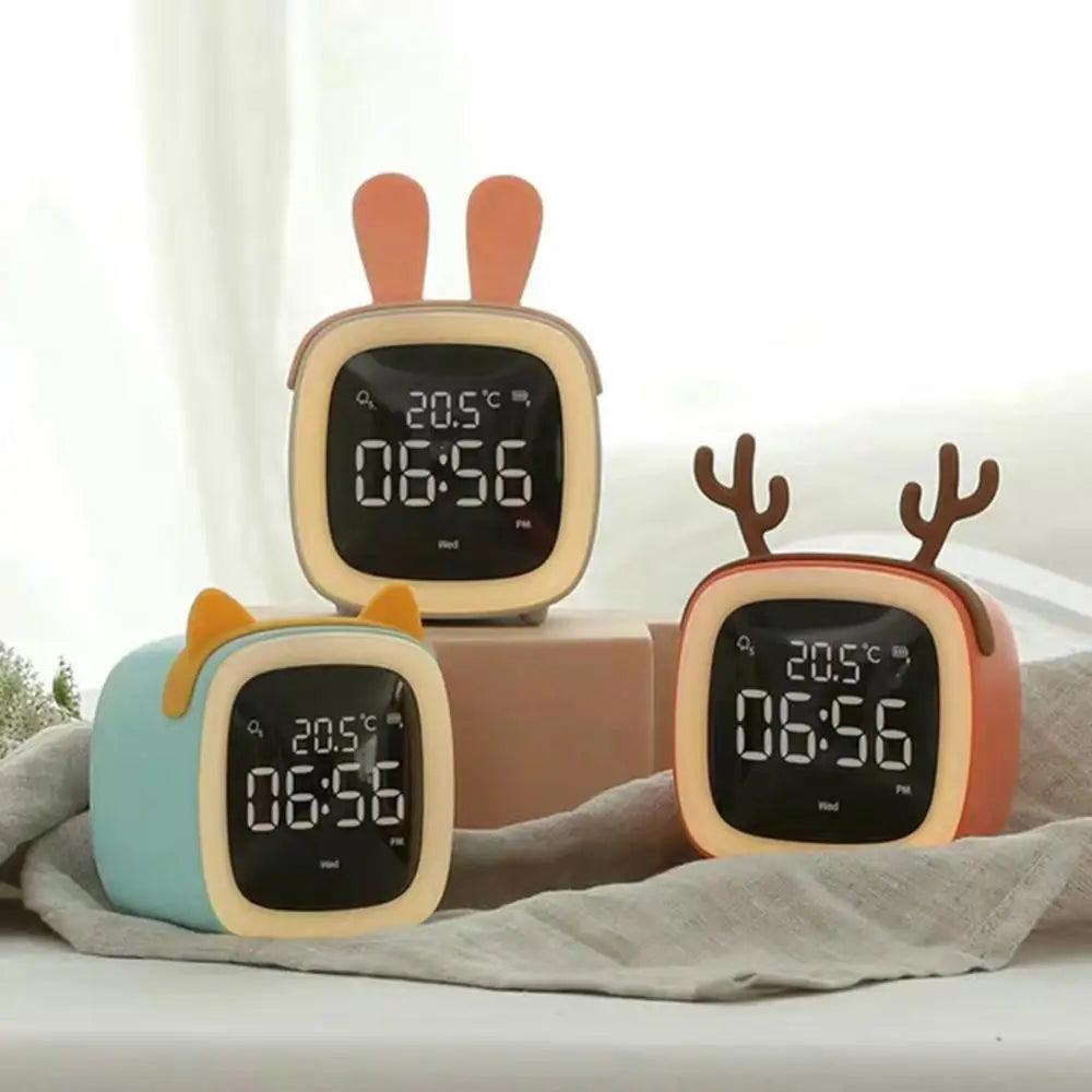 Rabbit Ear LED Night Light Alarm Clock with Digital Display & Timer 1