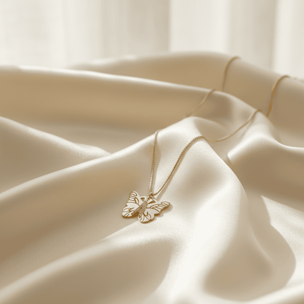 Coastal Gold and Silver Butterfly Pendant Necklace