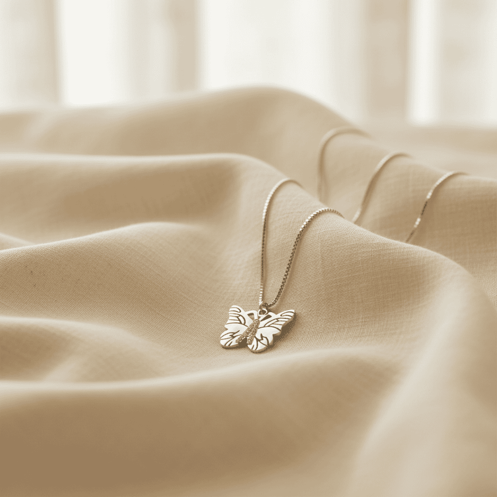 Coastal Gold and Silver Butterfly Pendant Necklace