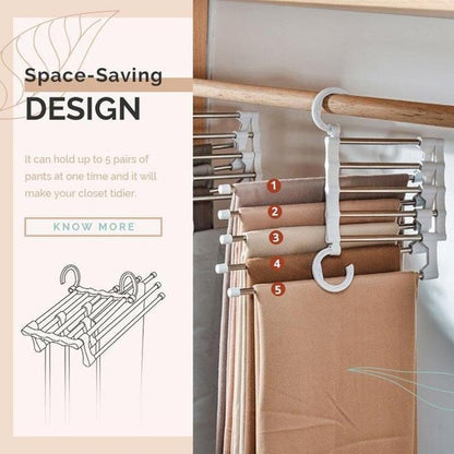 FlexRack Trouser Shelf – Space-Saving, Adjustable Closet Organizer for Pants, Skirts, and Scarves – Stainless Steel – Non-Slip – Foldable Design