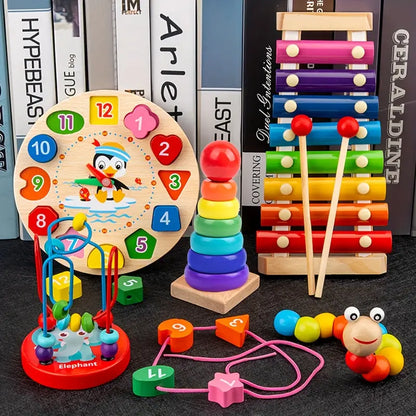 Eduquest 5-in-1 Montessori Set – Wooden Learning Toy for Babies – Motor Skills & Sensory Development from 6 Months