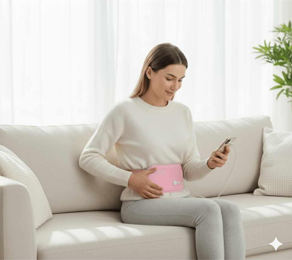 CALMCORE – Fascia Riscaldante Elettrica per Addome con Calore e Vibrazione