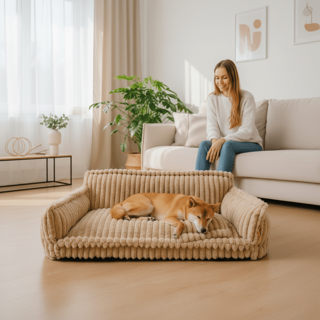 CANILUX – Cama ortopédica para perros con reposacabezas elevado y cojín suave
