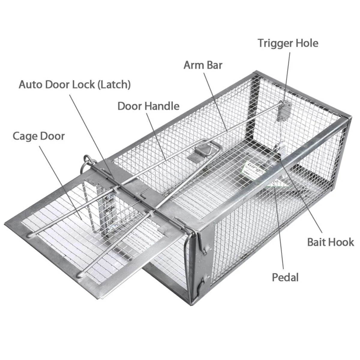 Humane Rodent Control Cage Trap for Mice and Rats - Durable Galvanized Iron, High Sensitivity Auto Lock 5