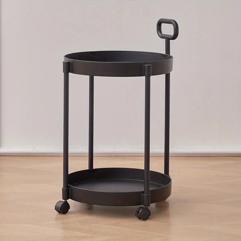 Modern 2-Tier Side Table on Wheels with Handle - Versatile Bedside & Sidetable 5