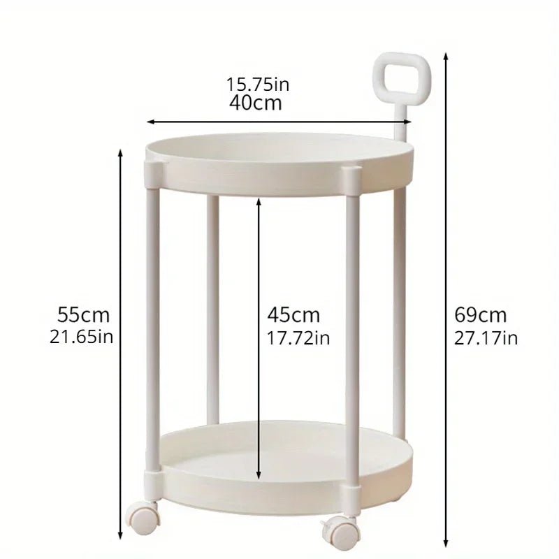 Modern 2-Tier Side Table on Wheels with Handle - Versatile Bedside & Sidetable 4