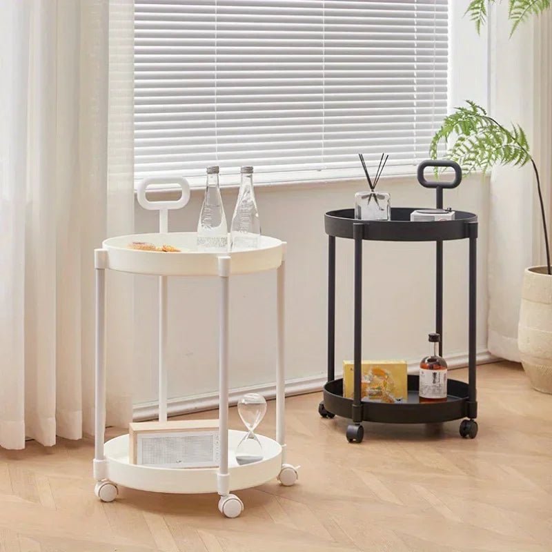 Modern 2-Tier Side Table on Wheels with Handle - Versatile Bedside & Sidetable 2