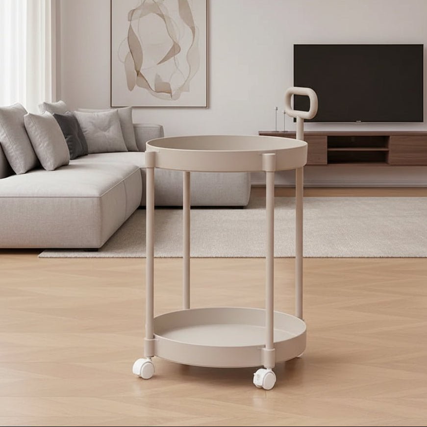 Modern 2-Tier Side Table on Wheels with Handle - Versatile Bedside & Sidetable 0