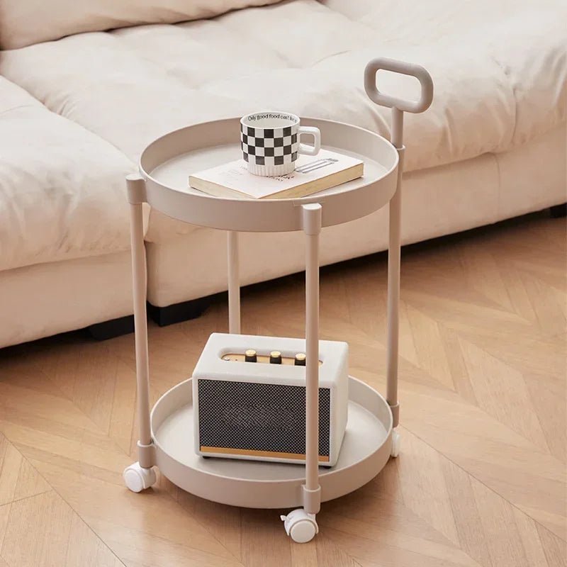 Modern 2-Tier Side Table on Wheels with Handle - Versatile Bedside & Sidetable 1