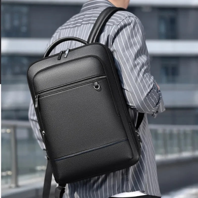 Elegant Leather Backpack with USB Port – Stylish and Functional for Work, Travel, and Daily Life