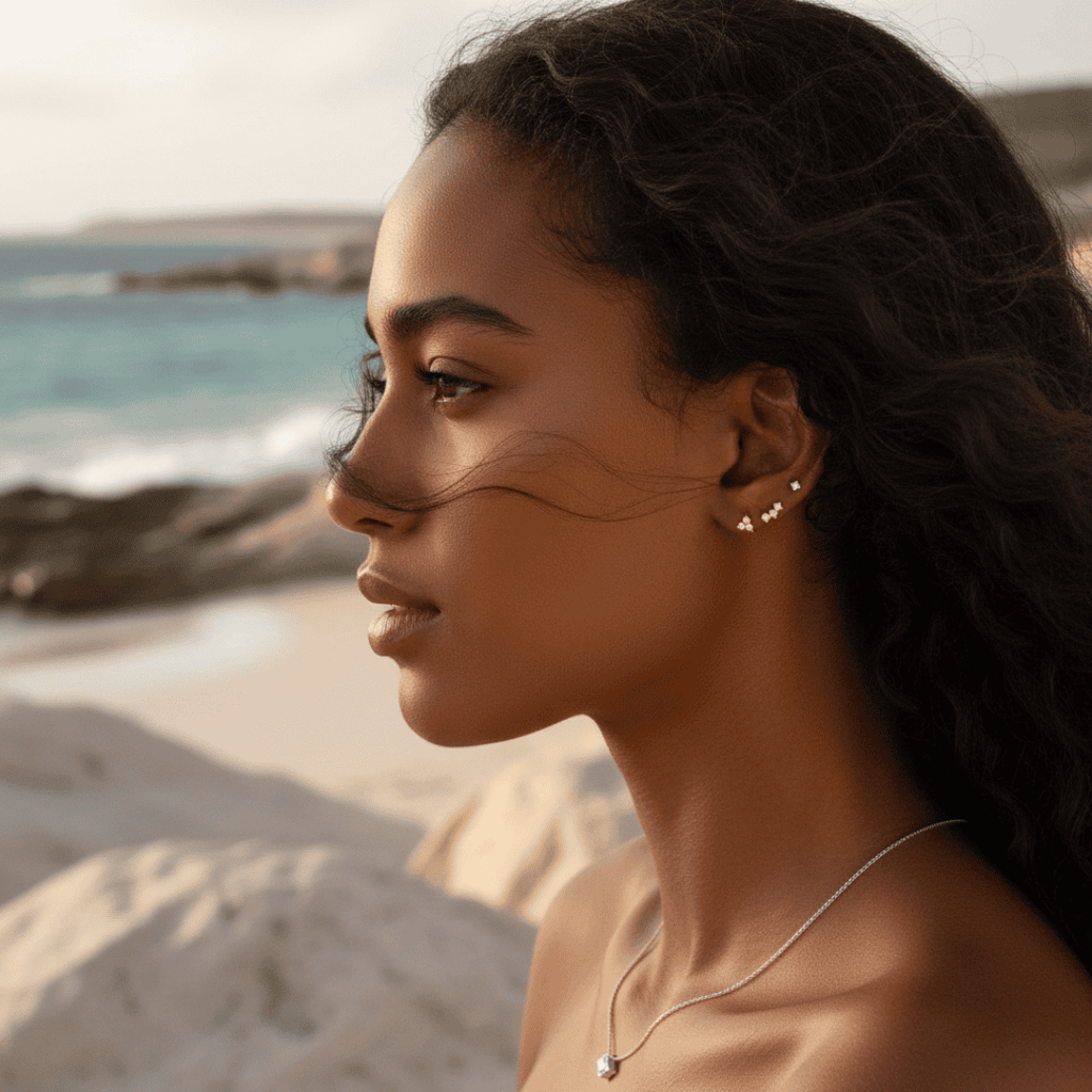 Celestial Charm - Celestial platte achterkant studs set met diamanten details voor kraakbeen- en oorlel piercings