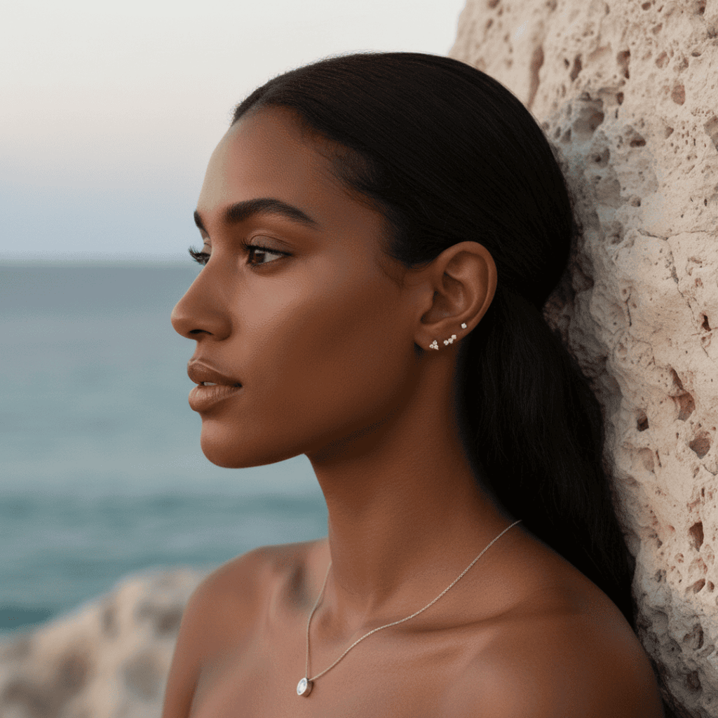 Celestial Charm - Celestial platte achterkant studs set met diamanten details voor kraakbeen- en oorlel piercings