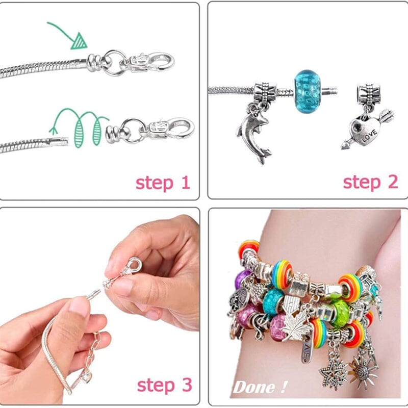 CHARMELLA – Kit per Creare Braccialetti con Charm Scintillanti per Ragazze Creative