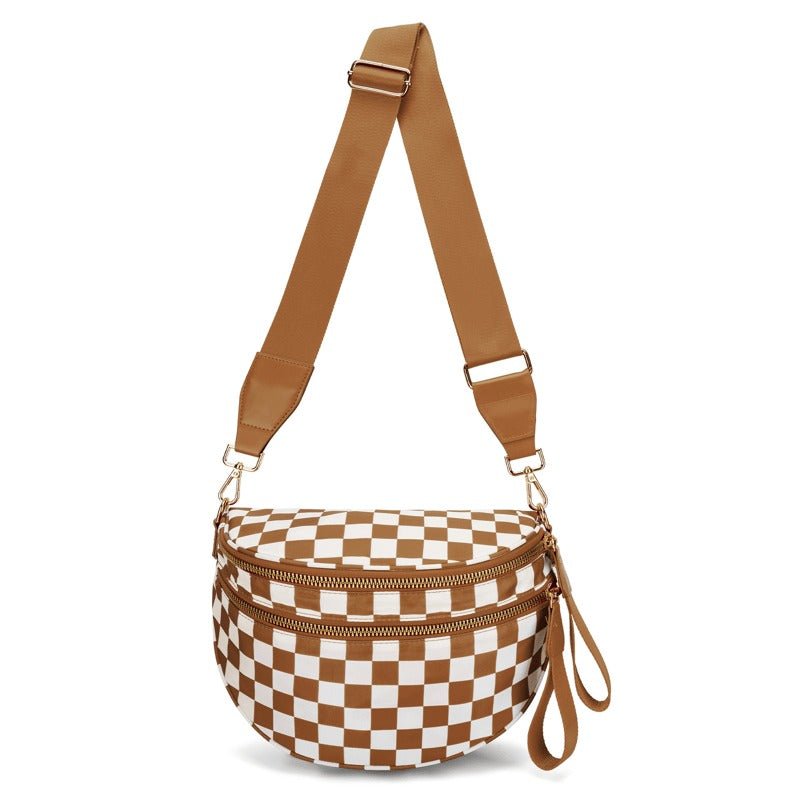 LuxeMosaic Iris Crossbody Tas | Stijlvolle dambord portemonnee met verstelbare band voor dagelijkse benodigdheden