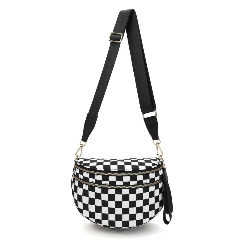 LuxeMosaic Iris Crossbody Tas | Stijlvolle dambord portemonnee met verstelbare band voor dagelijkse benodigdheden