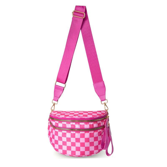 LuxeMosaic Iris Crossbody Tas | Stijlvolle dambord portemonnee met verstelbare band voor dagelijkse benodigdheden