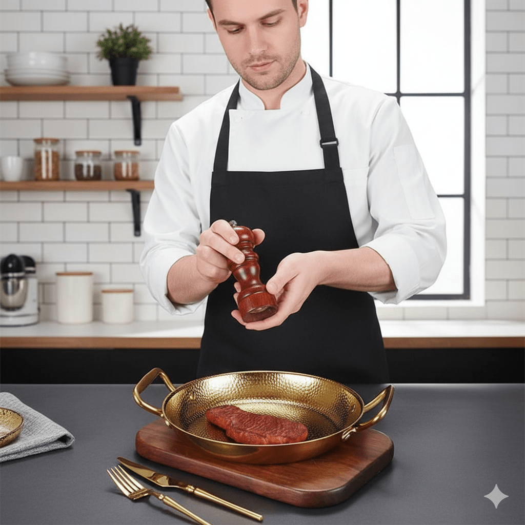 CHEFSTEEL – Casserole en acier inoxydable martelé pour sauces, poêles et cuisson polyvalente