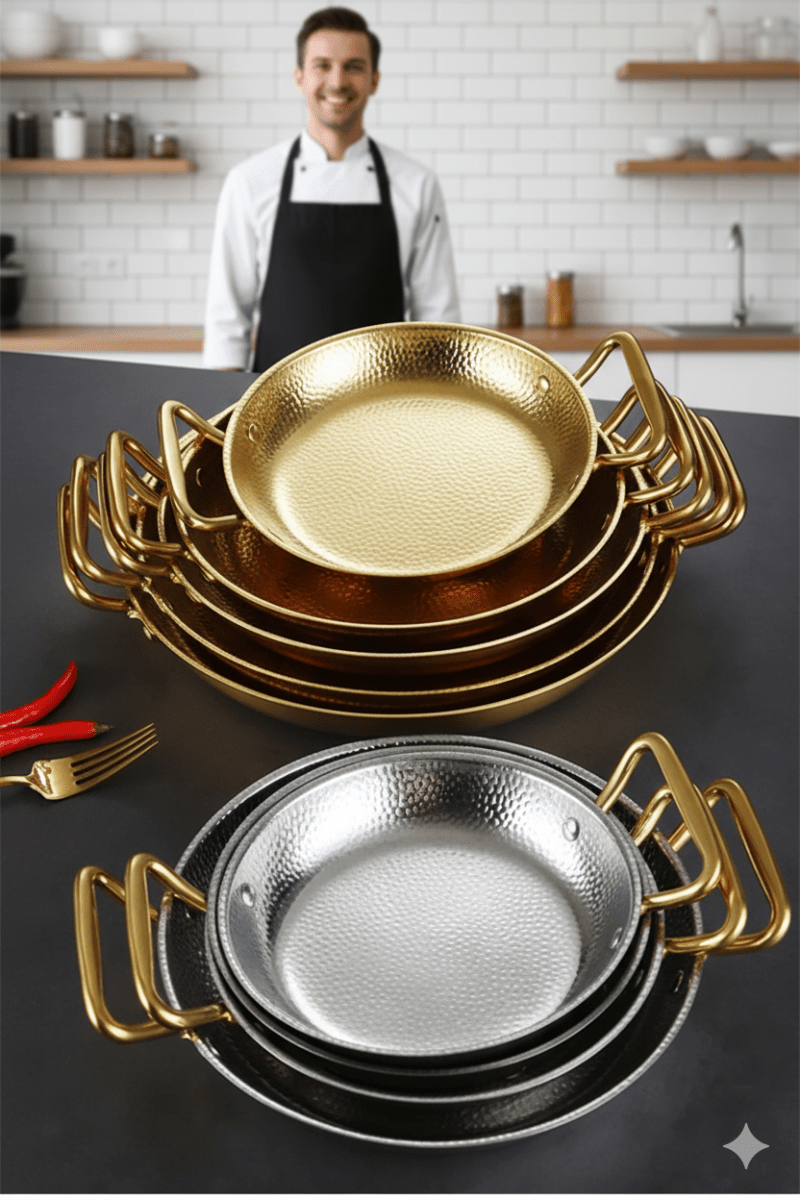 CHEFSTEEL – Casserole en acier inoxydable martelé pour sauces, poêles et cuisson polyvalente