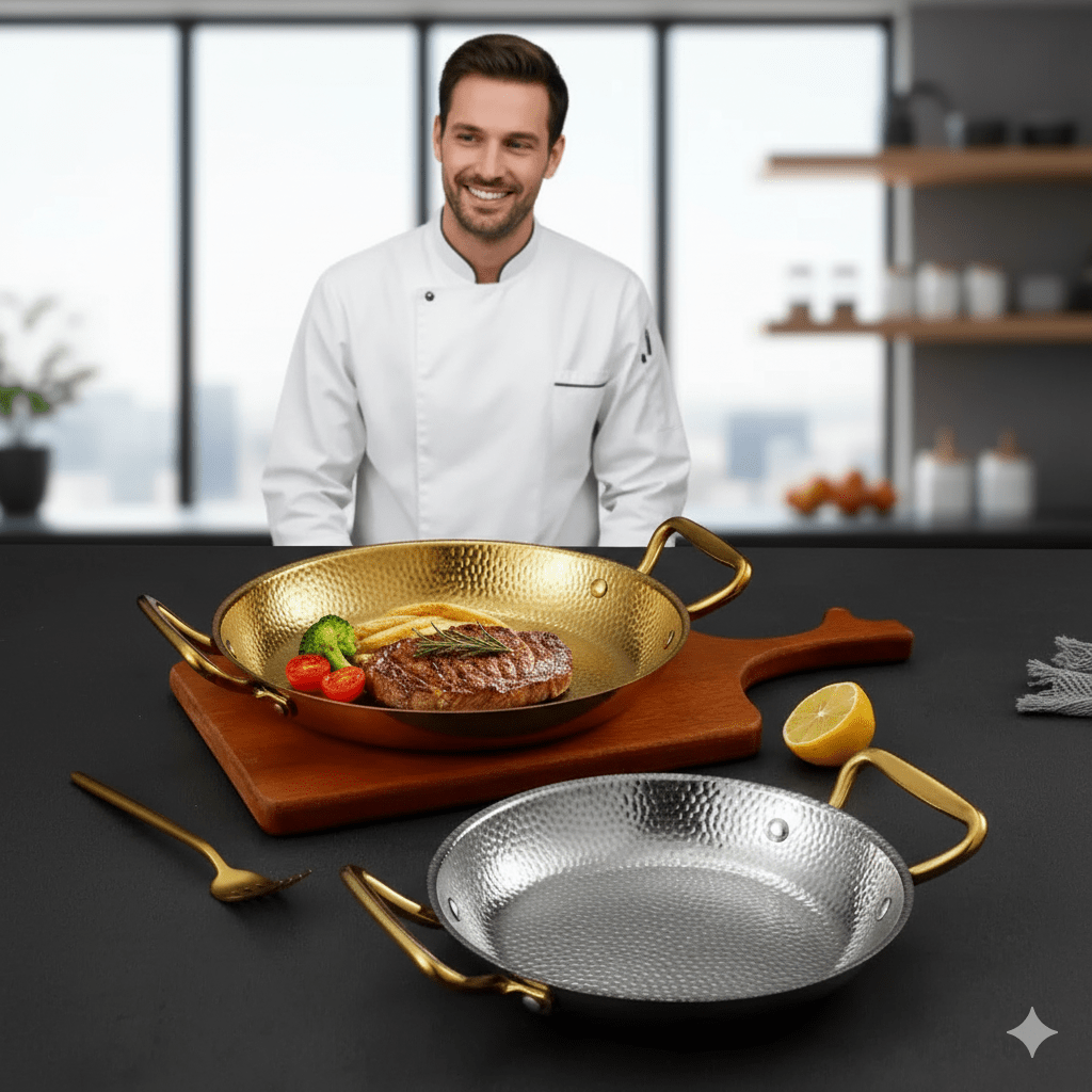 CHEFSTEEL – Casserole en acier inoxydable martelé pour sauces, poêles et cuisson polyvalente