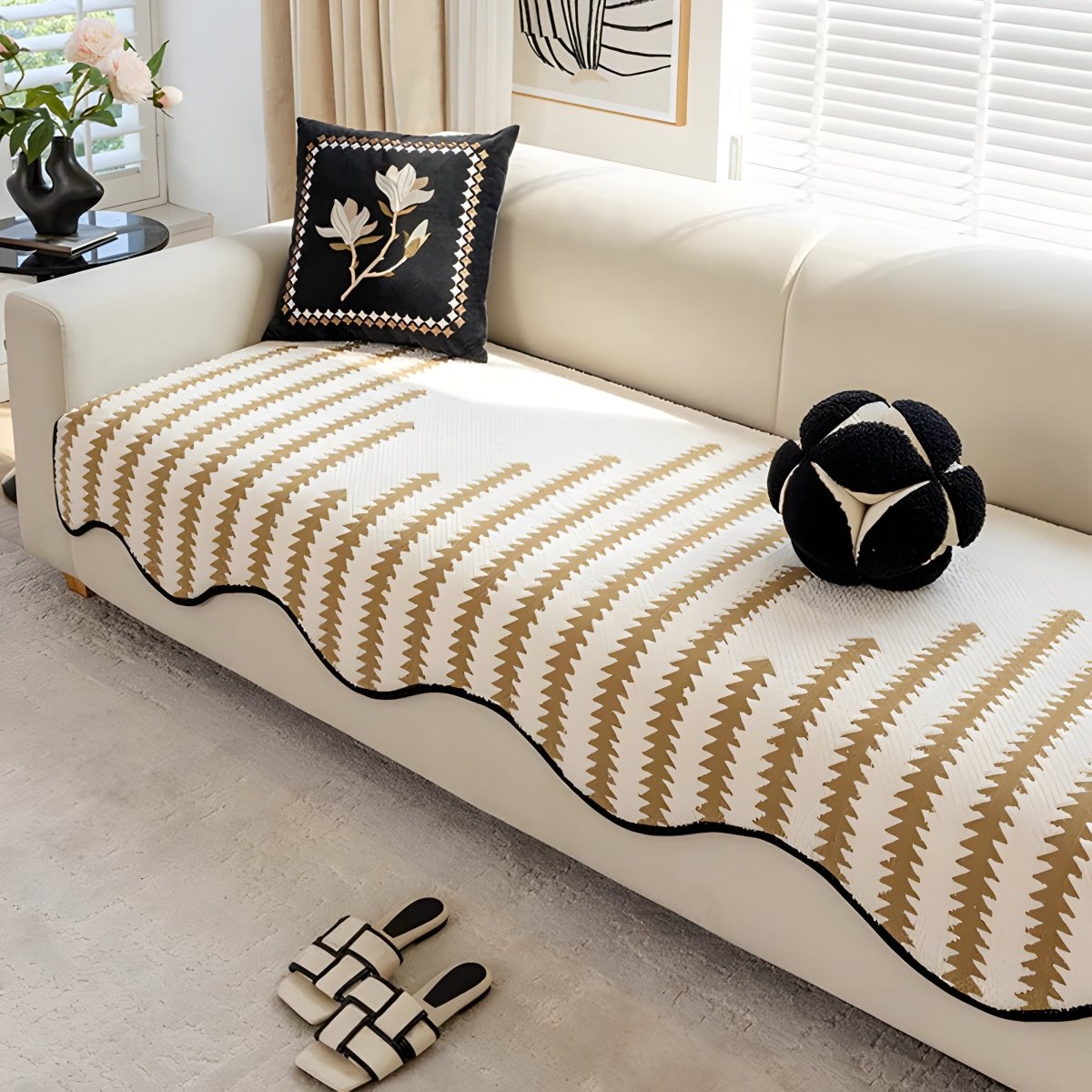 CHEVRONLUXE – Copertura moderna per divano in ciniglia con protezione elegante