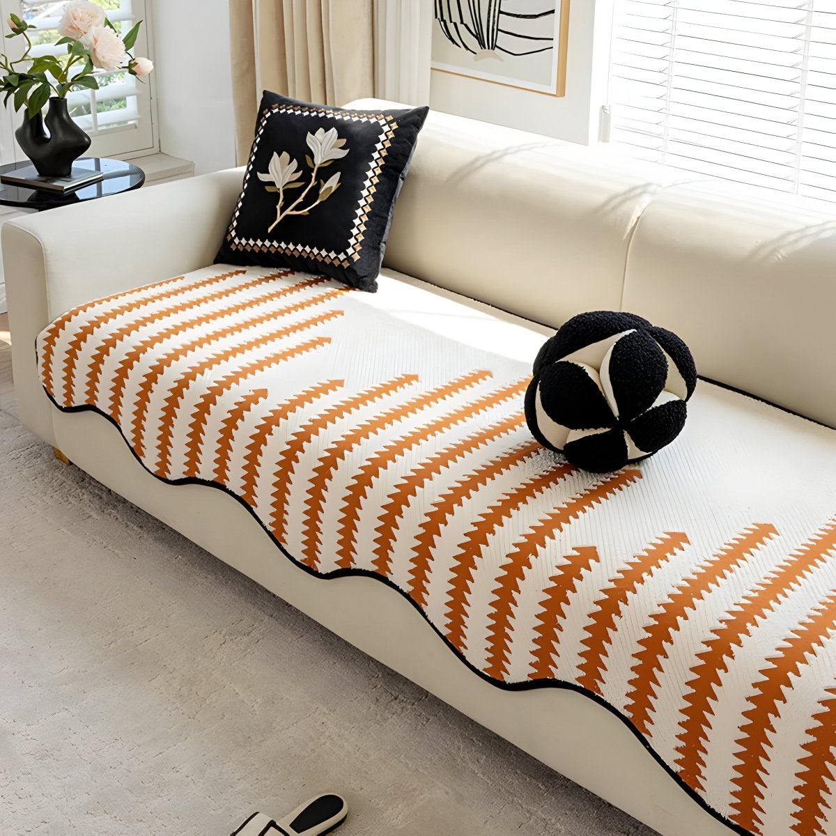 CHEVRONLUXE – Copertura moderna per divano in ciniglia con protezione elegante