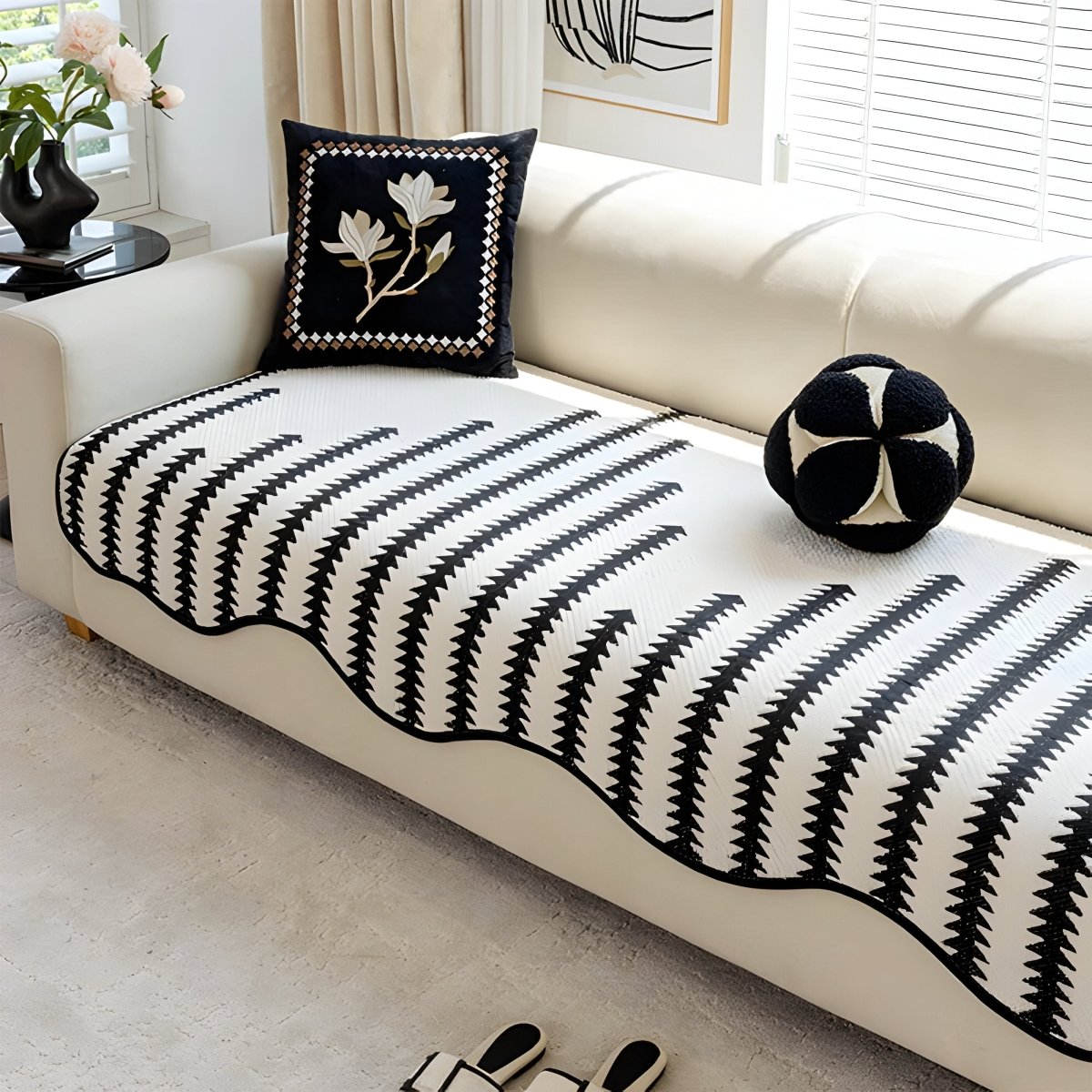 CHEVRONLUXE – Copertura moderna per divano in ciniglia con protezione elegante