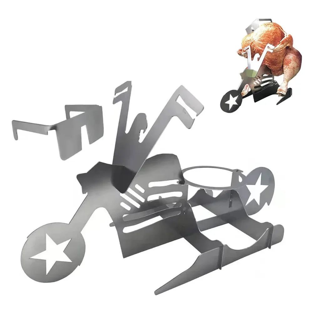 CHICKEN GRILL STAND – Stainless Steel BBQ Rack with Beer Can Holder