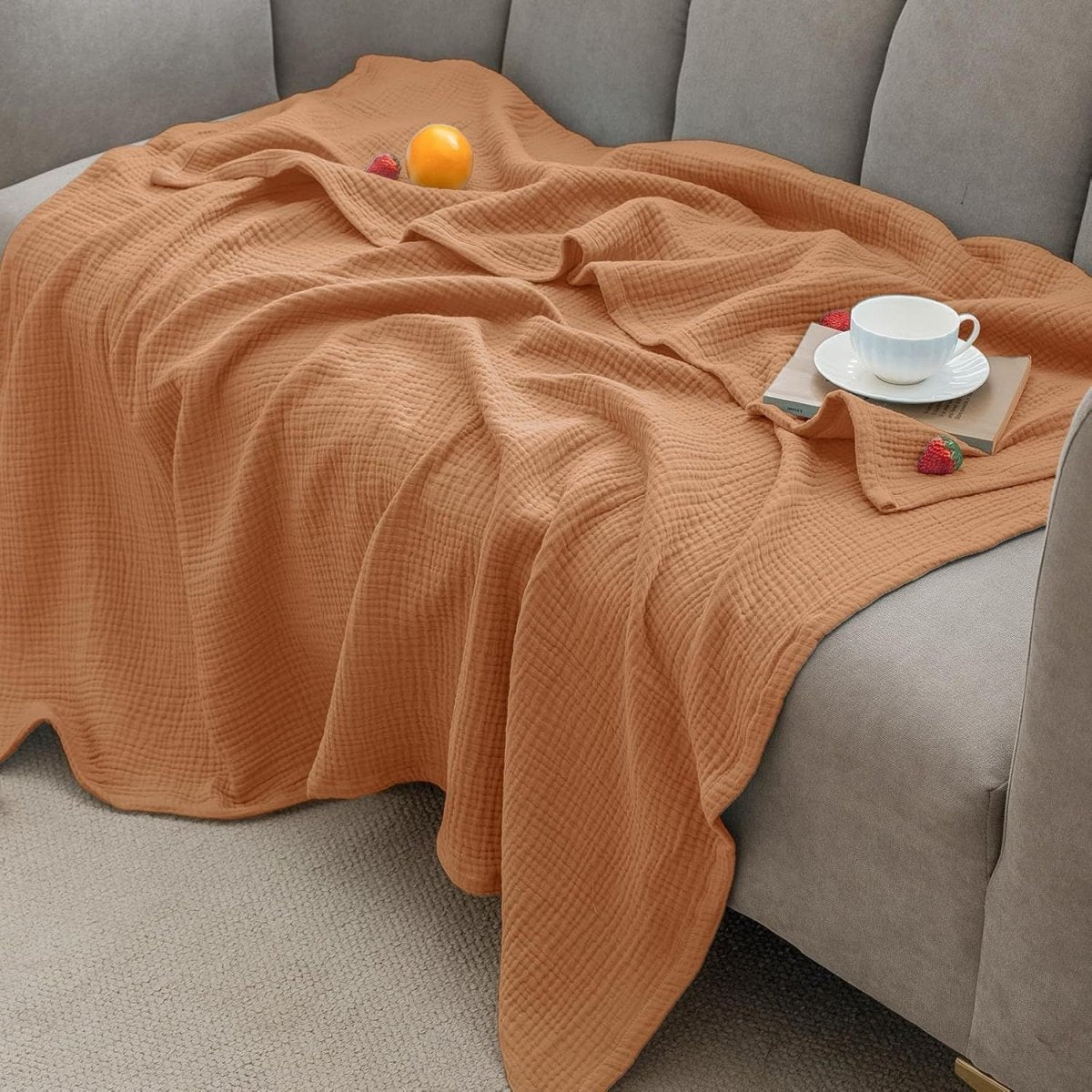 PureCotton - Cooling Blanket for Hot Sleepers, Ultra-Breathable Cotton Throw 9
