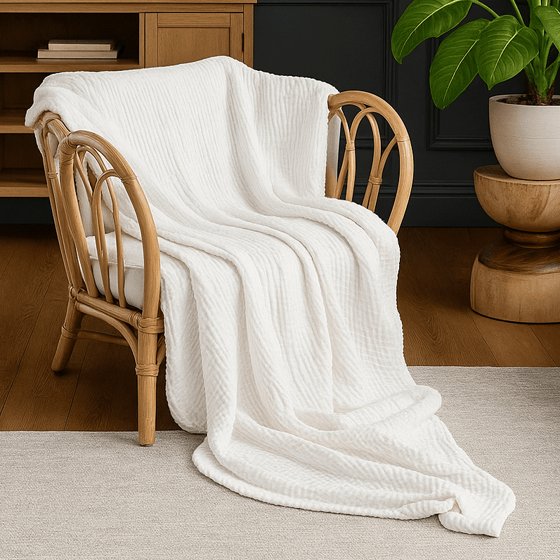 PureCotton - Cooling Blanket for Hot Sleepers, Ultra-Breathable Cotton Throw 4