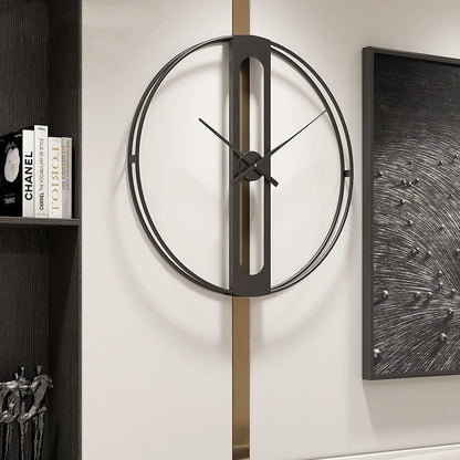 Elegant Gold and Black Modern Wall Clock - 50cm Battery Operated Metal Design 1