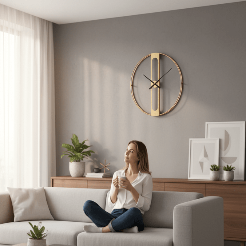 CHRONOLUX – 50cm Gold & Black Metal Wall Clock for Modern Decor